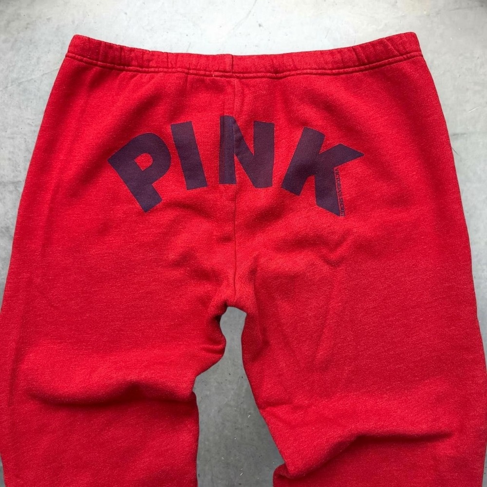 Vintage Y2K 2004 Victoria's Secret PINK Red Sweatpants Joggers Lounge Butt Logo